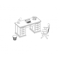 Office desk with drawer and accessories