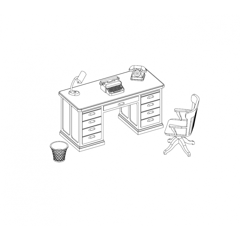 Office desk with drawer and accessories