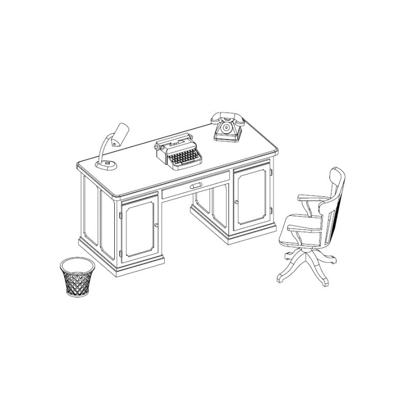 Bureau avec portes et accessoires