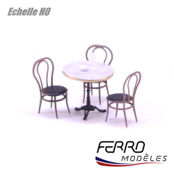 « Bistro » round table and chairs
