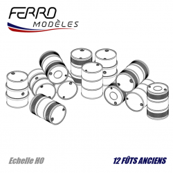 Set 8 fûts métalliques ancien