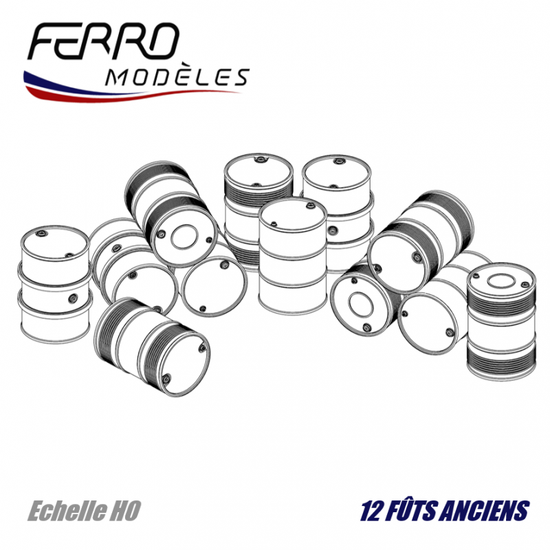 Set 8 fûts métalliques ancien